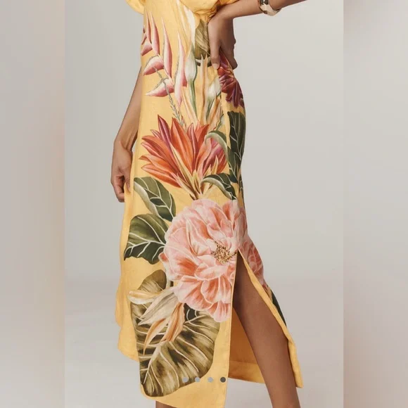 Farm Rio V neck linen midi dress - Picture 8 of 15